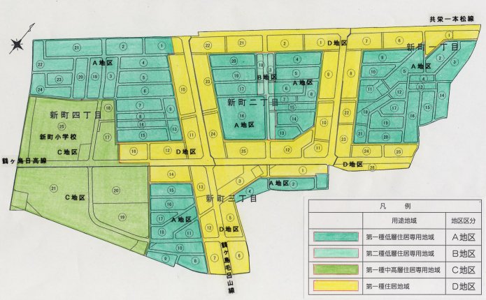 新田地区地区計画　地区区分図