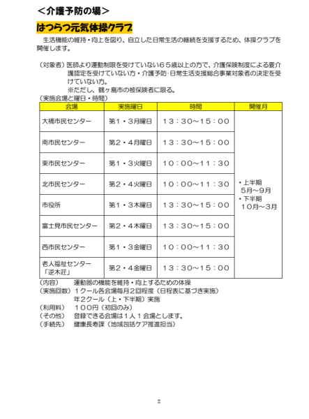 はつらつ元気体操クラブ