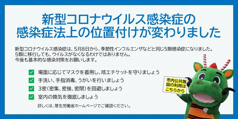 新型コロナウイルス感染症の感染症法上の位置付けが変わりました